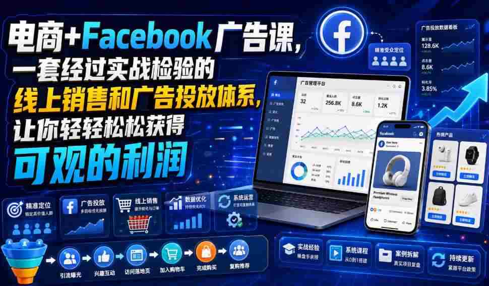 电商+Facebook广告课,一套经过实战检验的线上销售和广告投放体系,让你轻轻松松获得可观的利润【原创双语字幕】-晓懂云创