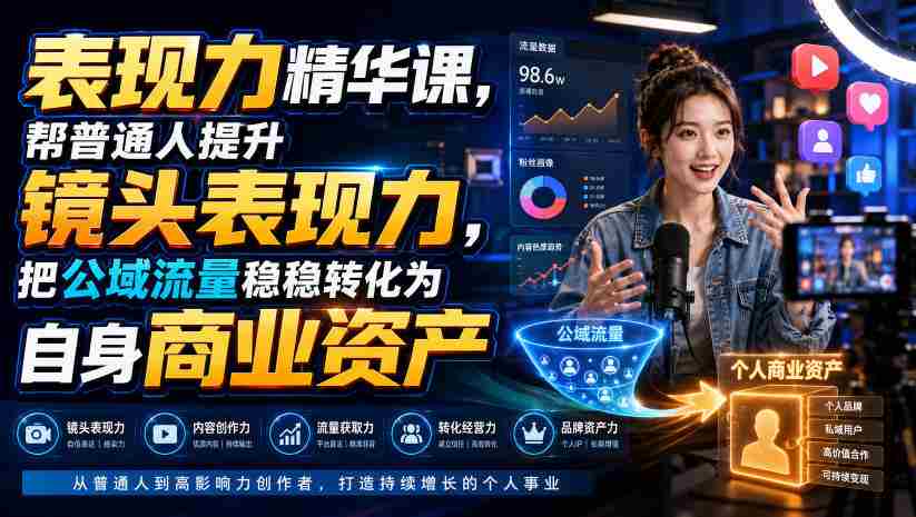 表现力精华课,帮普通人提升镜头表现力,把公域流量稳稳转化为自身商业资产-晓懂云创
