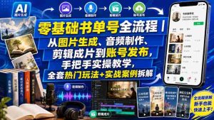 零基础书单号全流程|从图片生成、音频制作、剪辑成片到账号发布,手把手实操教学,全套热门玩法+实战案例拆解-晓懂云创