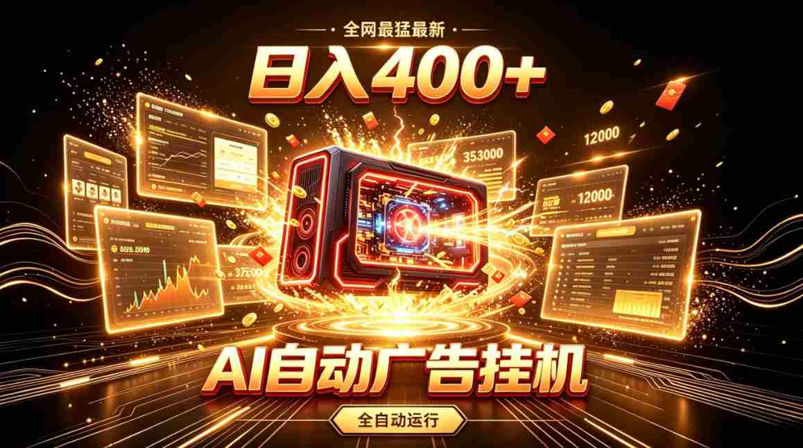 全网最猛最新的AI自动广告挂G,狠收益日入400+,真正做到躺賺式变现【揭秘】-晓懂云创