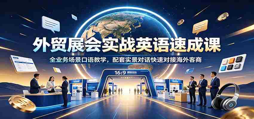 外贸展会实战英语速成课:全业务场景口语教学,配套实景对话快速对接海外客商-晓懂云创
