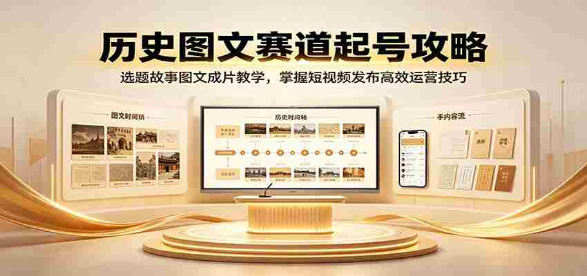 历史图文赛道起号攻略:选题故事图文成片教学,掌握短视频发布高效运营技巧-晓懂云创
