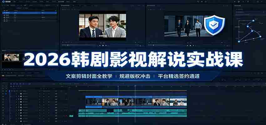 2026韩剧影视解说实战课:文案剪辑封面全教学,规避版权冲击平台精选签约通道-晓懂云创