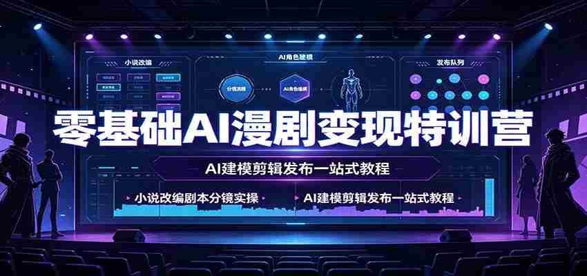 零基础AI漫剧变现特训营:小说改编剧本分镜实操,AI建模剪辑发布一站式教程-晓懂云创