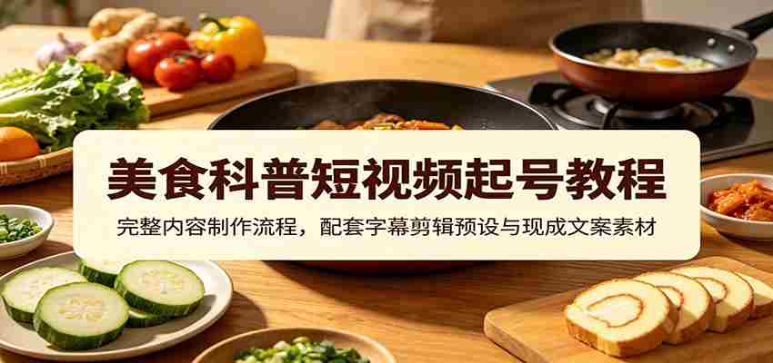 美食科普短视频起号教程:完整内容制作流程,配套字幕剪辑预设与现成文案素材-晓懂云创