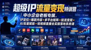 超级IP流量变现特训营|中小企业老板专属,IP定位+爆款内容+多平台矩阵+投流变现+AI批量赋能+短视频直播全实操落地系统课-晓懂云创