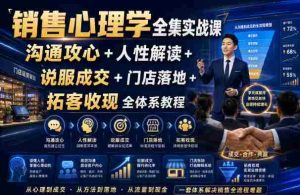 销售心理学全集实战课|沟通攻心+人性解读+说服成交+门店落地+拓客收现全体系教程-晓懂云创