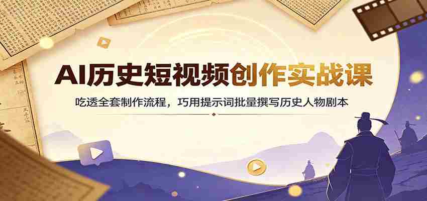 AI历史短视频创作实战课:吃透全套制作流程,巧用提示词批量撰写历史人物剧本-晓懂云创