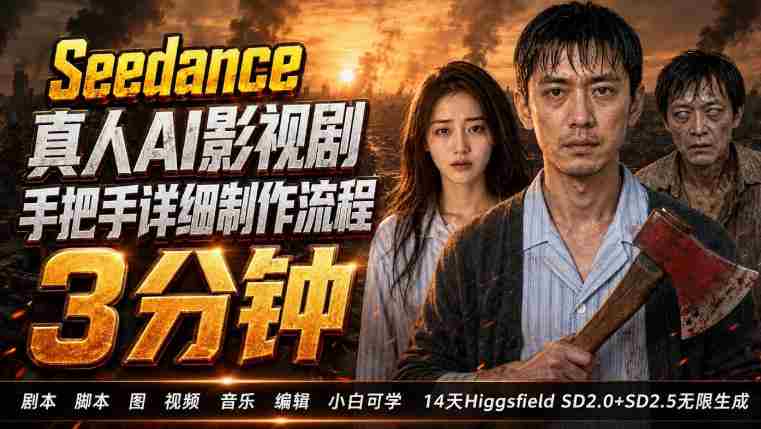 3分钟真人AI影视剧怎么做?SD 2.0手把手完整制作流程|Higgsfield 14天SD 2.0/2.5无限生成-晓懂云创