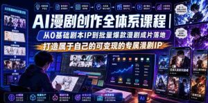 AI漫剧创作全体系课程|从0基础剧本IP到批量爆款漫剧成片落地,打造属于自己的可变现的专属漫剧IP-晓懂云创