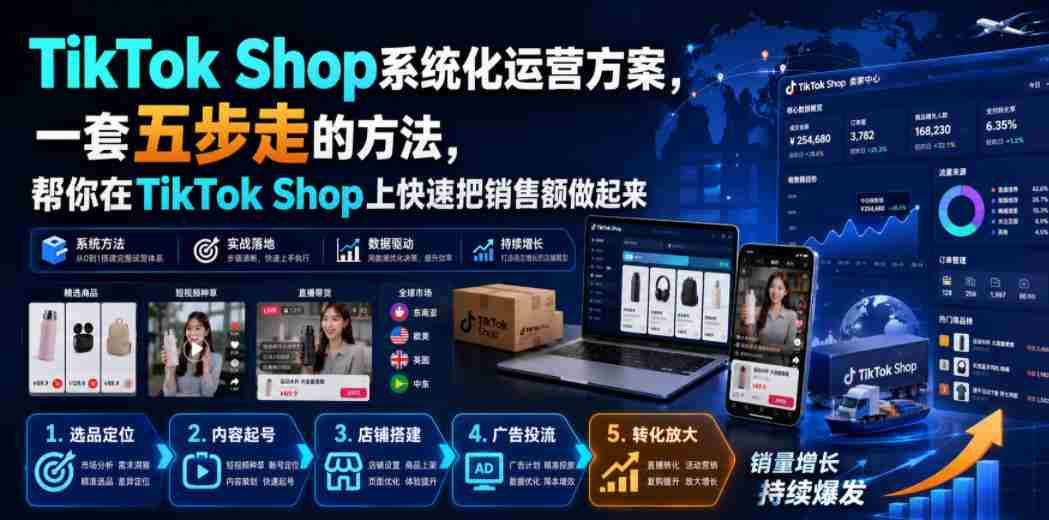 TikTok Shop系统化运营方案,一套五步走的方法,帮你在TikTok Shop上快速把销售额做起来【原创双语字幕】-晓懂云创