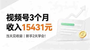 视频号3个月收入15431,当天见收益,新手2天学会!【揭秘】-晓懂云创