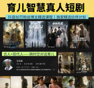 抖音80W博主的孔孟道育儿智慧AI真人短剧，古人+现代人–跨时空对话育儿，轻松解锁伙伴计划+精选独家收益-晓懂云创
