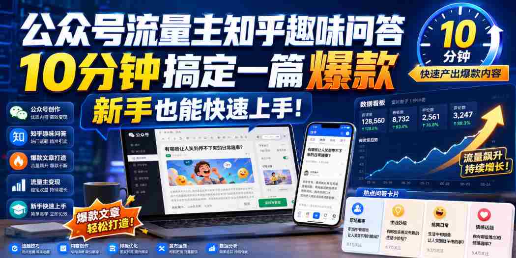 公众号流量主知乎趣味问答,10分钟搞定一篇爆款,新手也能快速上手!-晓懂云创