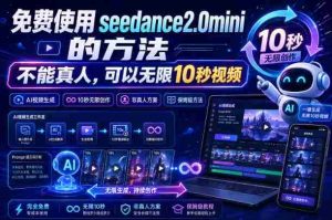 免费使用seedance2.0mini的方法,不能真人,可以无限10秒视频,9图+3音频参考-晓懂云创