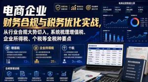 电商企业财务合规与税务优化实战,从行业合规大势切入,系统梳理增值税、企业所得税、个税等全税种要点-晓懂云创