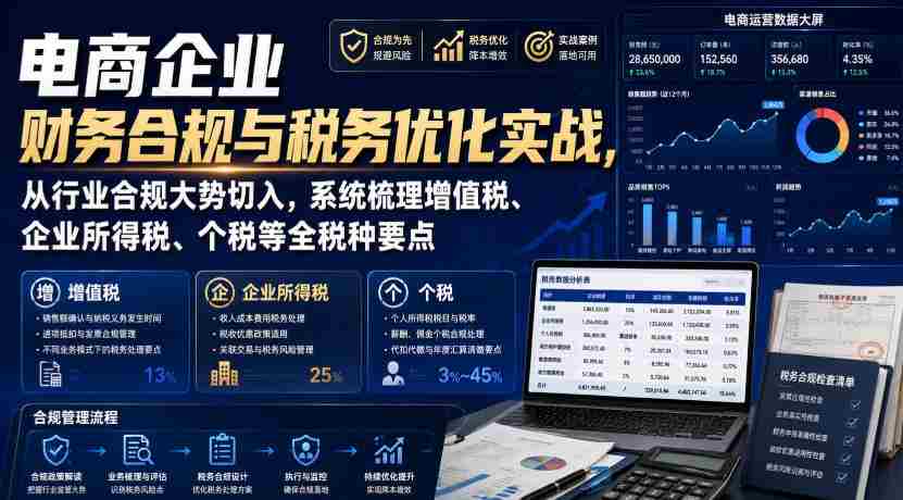 电商企业财务合规与税务优化实战，从行业合规大势切入，系统梳理增值税、企业所得税、个税等全税种要点-晓懂云创