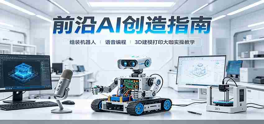 前沿AI创造指南:组装机器人、语音编程、3D建模打印大咖实操教学-晓懂云创