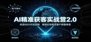 AI精准获客实战营2.0：吃透GEO引流逻辑，搭建长效稳定客户获取体系-晓懂云创