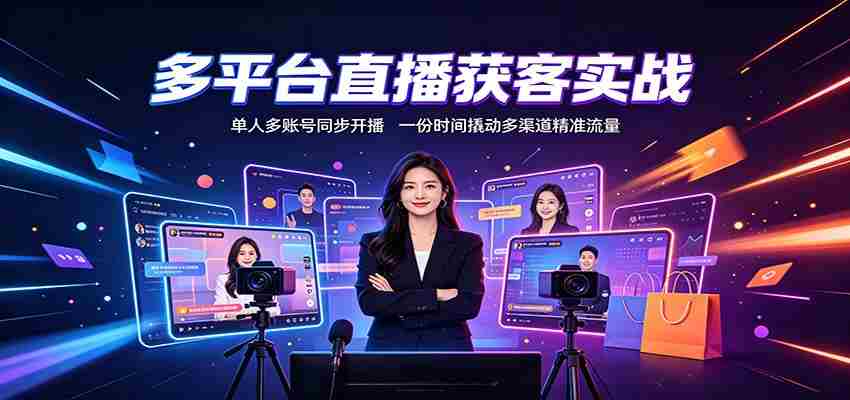 多平台直播获客实战:单人多账号同步开播,一份时间撬动多渠道精准流量-晓懂云创