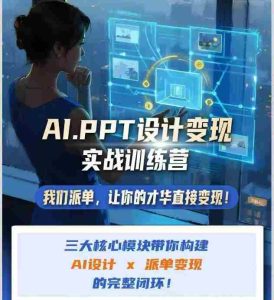AI+PPT设计变现实战训练营,我们派单,让你的才华直接变现,三大核心模块带你构建Al设计x派单变现的完整闭环-晓懂云创