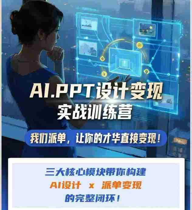 AI+PPT设计变现实战训练营，我们派单，让你的才华直接变现，三大核心模块带你构建Al设计x派单变现的完整闭环-晓懂云创