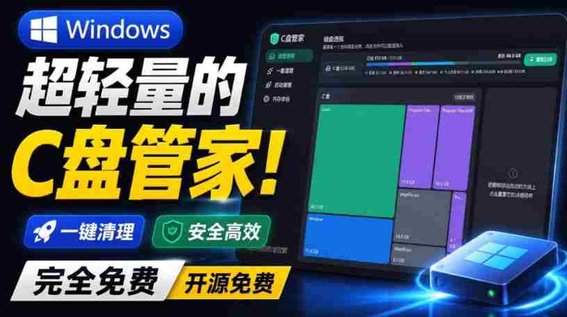 Windows超轻量的C盘管家！超级有特点，支持磁盘分析及清理提醒，2M大小体积，完全免费C盘管家-晓懂云创