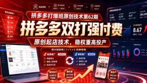 拼多多打爆班原创技术第62期，拼多多双打强付费，原创起店技术，稳权重高投产-晓懂云创