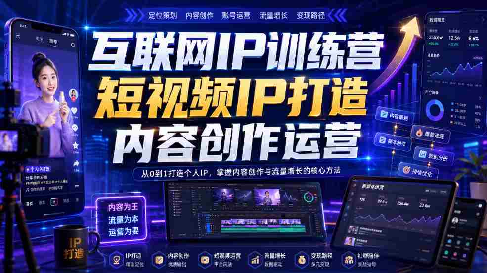 互联网IP训练营,短视频IP打造,内容创作运营-晓懂云创