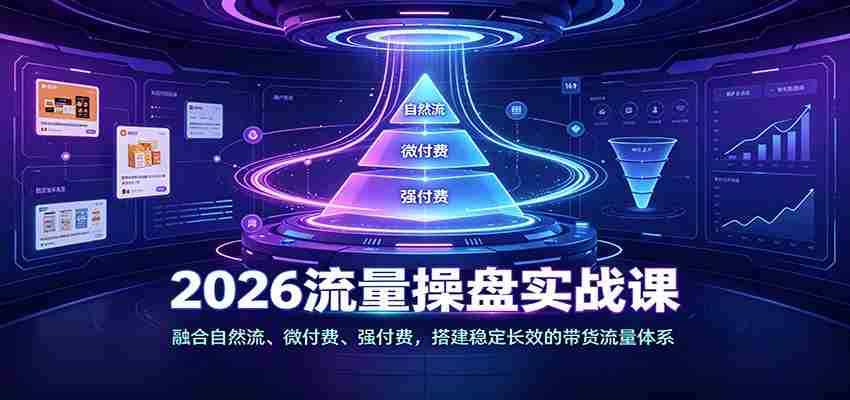 2026流量操盘实战课:融合自然流、微付费、强付费,搭建稳定长效的带货流量体系-晓懂云创