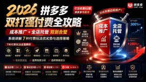 (19741期)2026拼多多双打强付费全攻略-62期;成本推广加托管双剑合璧,系统讲解7种付费玩法优劣势与选择策略-晓懂云创
