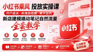 (19739期)小红书乘风投放-100分钟实操课|开户返点·标准投搭建·莱卡定向,新店建模撬动笔记自然流量全套教学-晓懂云创