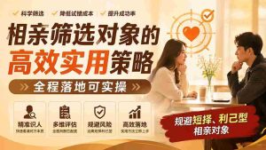 (19727期) 付费文章:相亲筛选对象的高效实用策略,全程落地可实操,规避短择、利己型相亲对象-晓懂云创