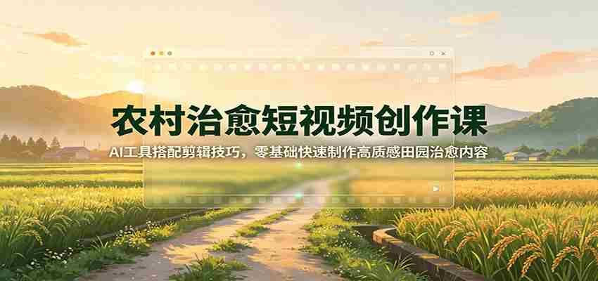 农村治愈短视频创作课：AI工具搭配剪辑技巧，零基础快速制作高质感田园治愈内容-晓懂云创