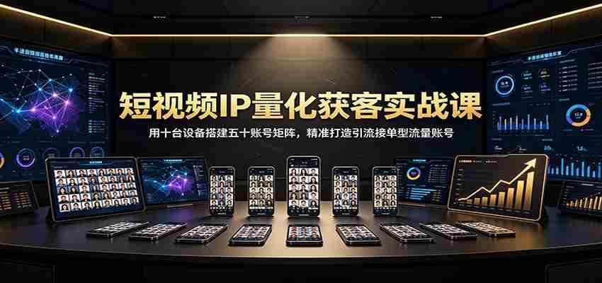 短视频IP量化获客实战课：用十台设备搭建五十账号矩阵，精准打造引流接单型流量账号-晓懂云创