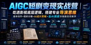 AIGC短剧变现实战营|吃透影视底层逻辑,搭建专业导演思维,剧本创作+视听分镜+AI成片剪辑+去AI质感全链路变现教学-晓懂云创