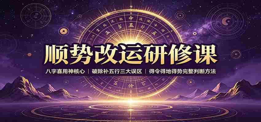 顺势改运研修课:八字喜用神核心,破除补五行三大误区,得令得地得势完整判断方法-晓懂云创