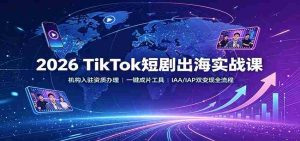 2026 TikTok短剧出海实战课:机构入驻资质办理,一键成片工具,IAA/IAP双变现全流程-晓懂云创