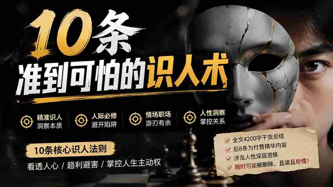 (19751期)付费文章:分享10条准到可怕的识人术术,希望能帮到大家。-晓懂云创