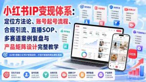 小红书IP变现体系:定位方法论、账号起号流程、合规引流、直播SOP、多赛道案例复盘与产品矩阵设计完整教学-晓懂云创