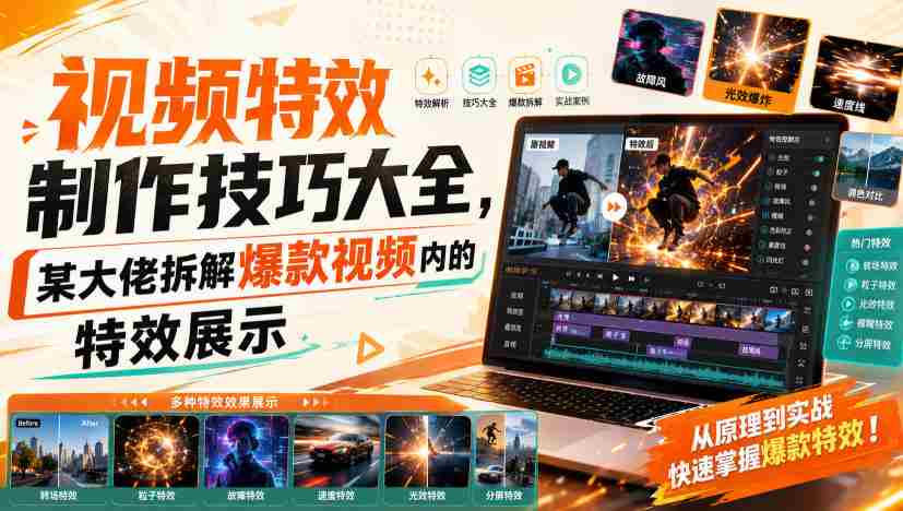 视频特效制作技巧大全,某大佬拆解爆款视频内的特效展示-晓懂云创