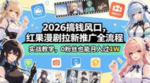 2026搞钱风口,红果漫剧拉新推广全流程实战教学,0粉丝也能月入过1W(更新0819)-晓懂云创