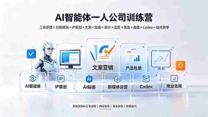 （19502期）AI智能体一人公司训练营：工作原理×功能模块×IP策划×文案×绘画×设计×运营×算法×直播×Codex一站式教学-晓懂云创
