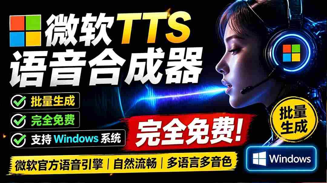 (19494期)微软 TTS 免费语音配音生成器,完全免费,支持多语音、多音色选择,Windows系统专用 TTS语音合成器-晓懂云创