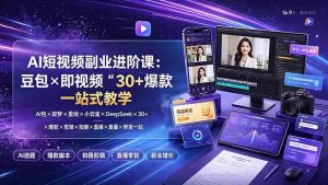 (19458期)AI短视频副业进阶课:豆包×即梦×星绘×小云雀×DeepSeek×30+爆款×剪辑×拍摄×直播×带货一站式教学-晓懂云创
