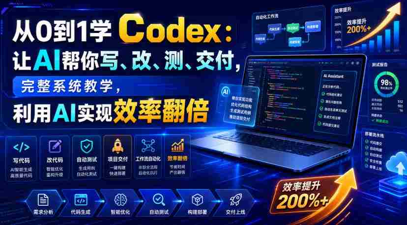 从0到1学Codex:让AI帮你写、改、测、交付,完整系统教学,利用AI实现效率翻倍-晓懂云创