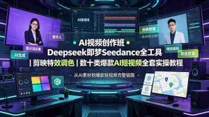 (19454期)AI视频创作班◆Deepseek即梦Seedance全工具|剪映特效调色|数十类爆款AI短视频全套实操教程-晓懂云创