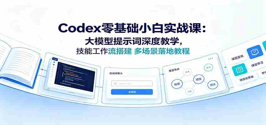 Codex零基础小白实战课:大模型提示词深度教学,技能工作流搭建多场景落地教程-晓懂云创