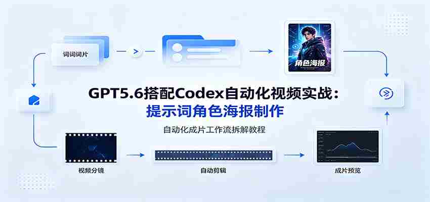GPT5.6搭配Codex自动化视频实战:提示词角色海报制作,自动化成片工作流拆解教程-晓懂云创