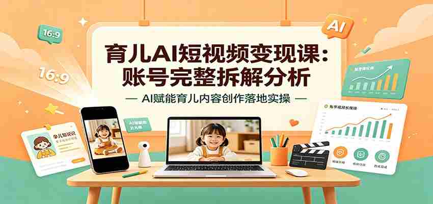 育儿AI短视频变现课:账号完整拆解分析,AI赋能育儿内容创作落地实操-晓懂云创